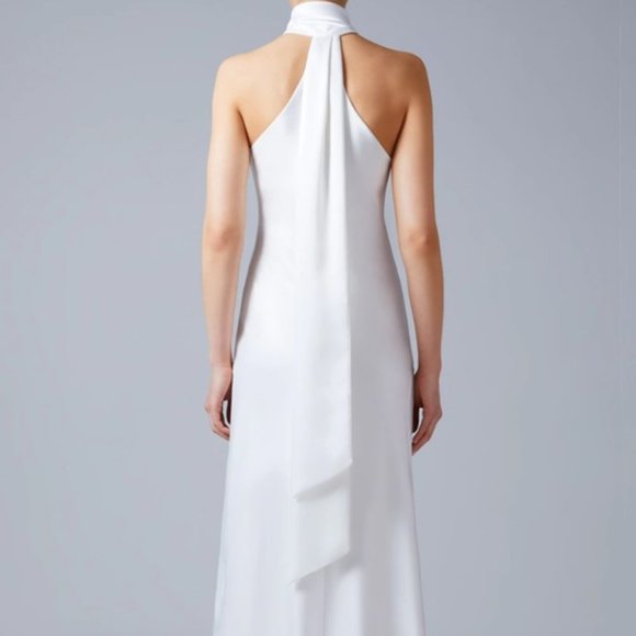 Galvan London Ivory Satin, Cropped Pandora Bridal Dress, Midi - Picture 4 of 14